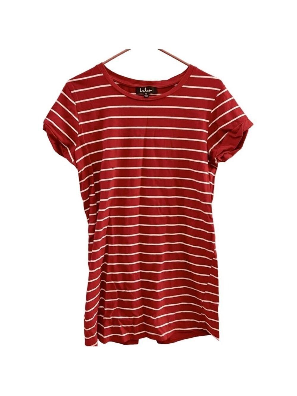 Lulus Red & White Striped Mini T-Shirt Dress S - Picture 4 of 10